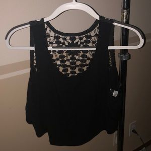 Black open backed crop top